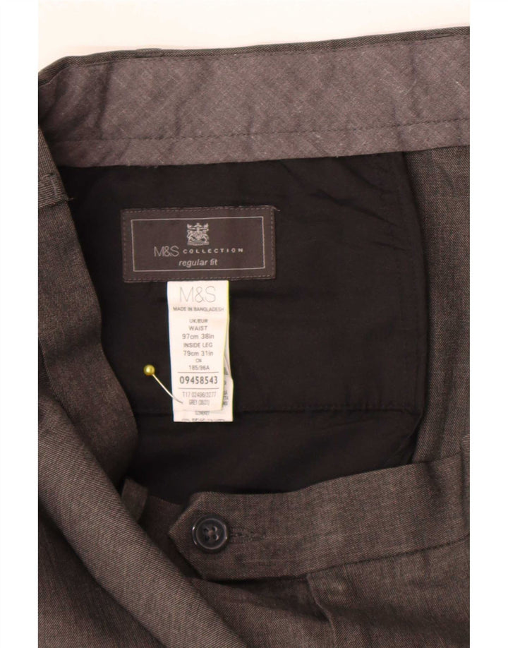 Marks & Spencer Herren-Anzughose in normaler Passform, W38, L31, grau, Polyester