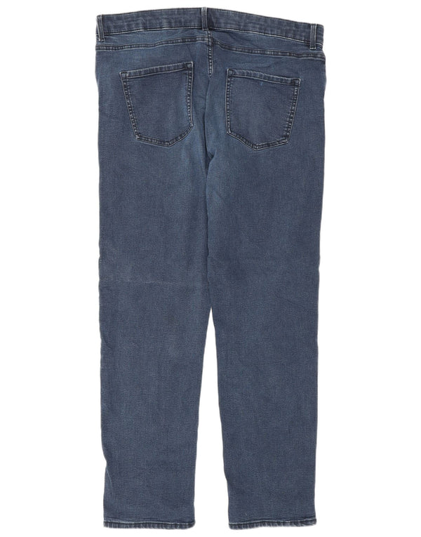 Marks & Spencer Womens Straight Jeans UK 18 XL W38 L30 Blue Cotton