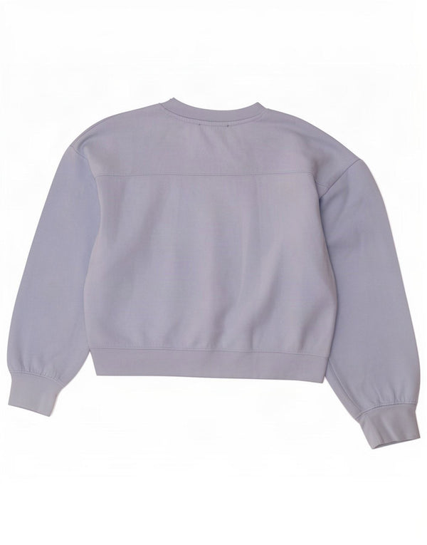 Zara Damen Crop Oversized Sweatshirt Pullover UK 10 Small Blau Polyester