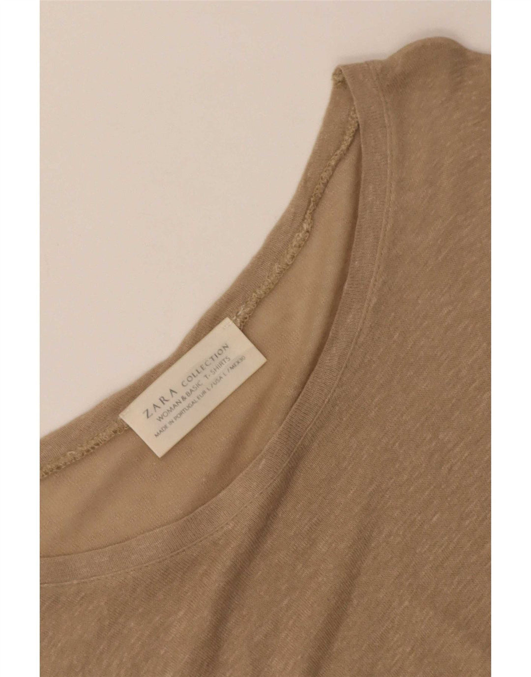 Zara Damen T-Shirt Top UK 14 Large Beige Flecked