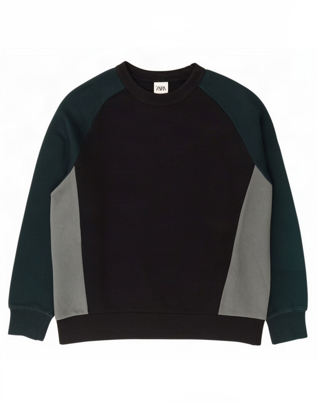 Zara Herren-Sweatshirt-Pullover, mittelgroß, Schwarz, Farbblock