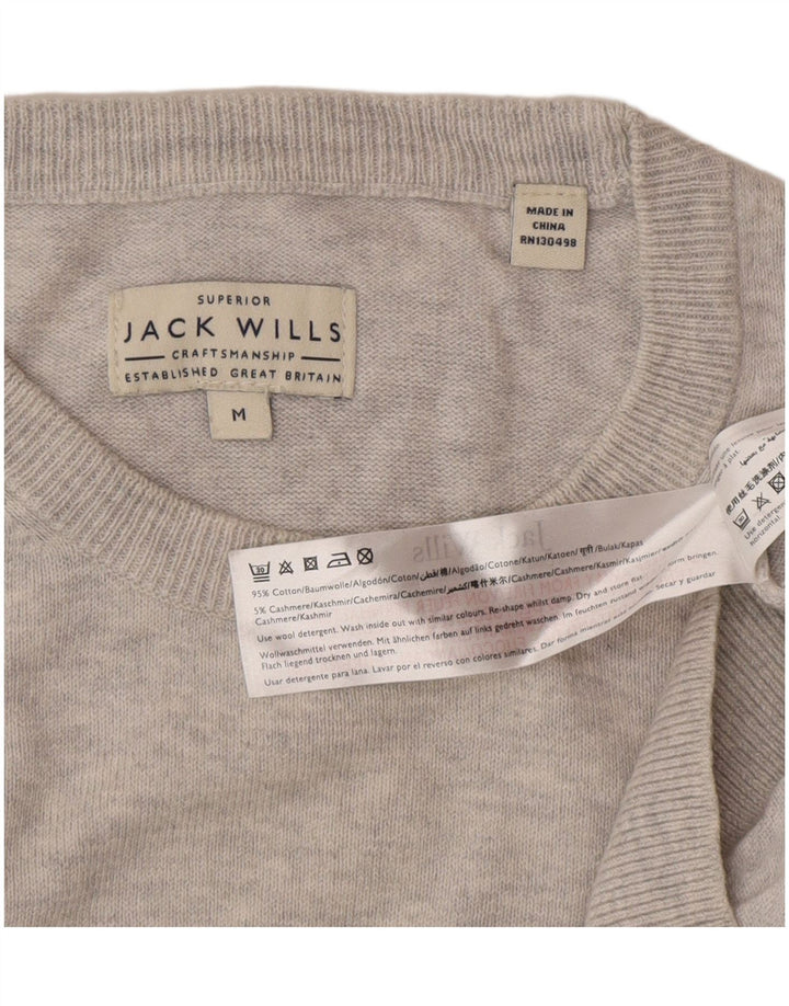 Jack Wills Herren-Pullover mit Rundhalsausschnitt aus mittelgrauer Baumwolle