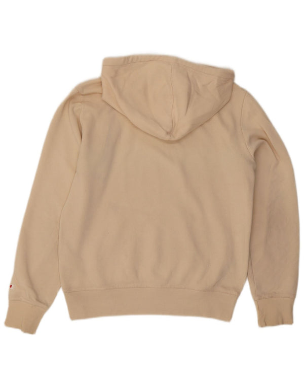Champion Womens Graphic Hoodie Pullover UK 14 Mittelbeige Baumwolle