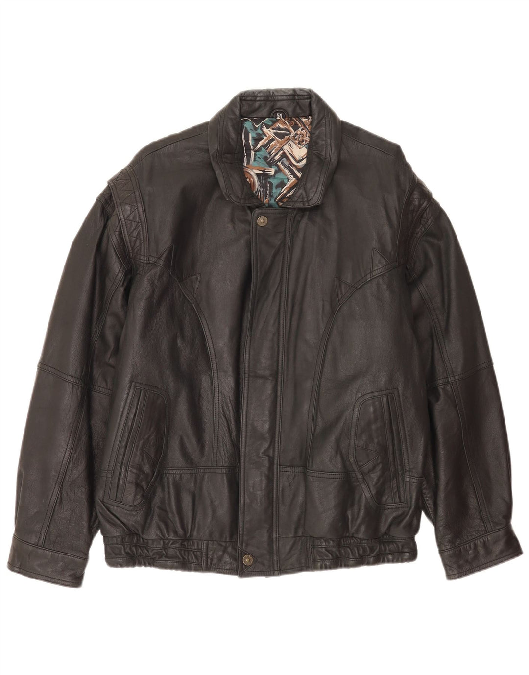 Vintage Herren Bomber Lederjacke EU 50 Großes schwarzes Leder