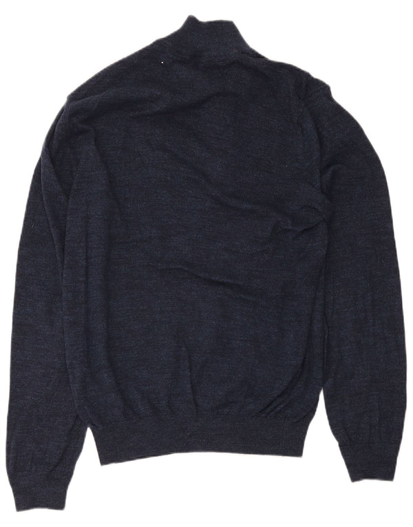 Crew Clothing Mens Zip Neck Jumper Sweater Large Navy Blue Cotton