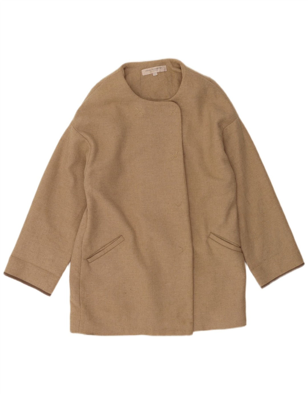 French Connection Damen Übergroßer Mantel UK 10 Small Beige Wolle