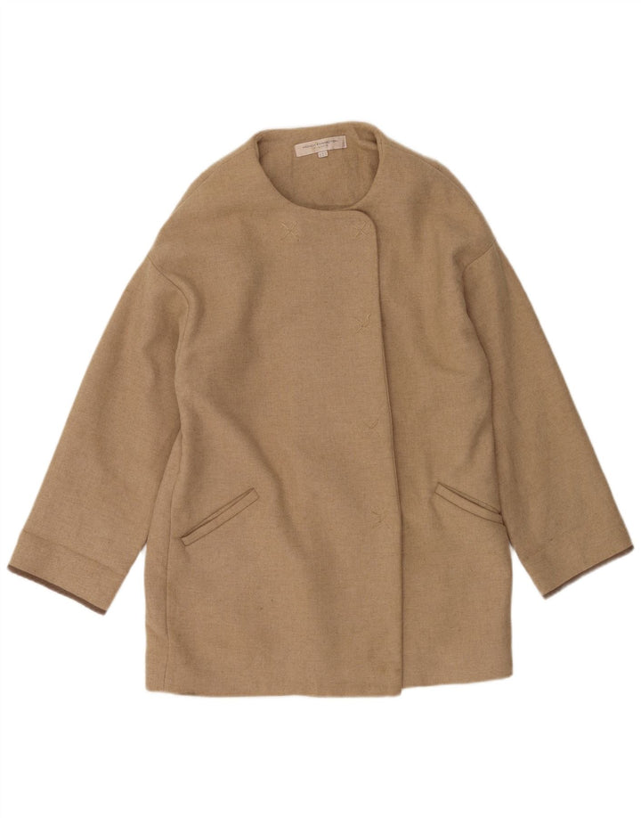 French Connection Damen Übergroßer Mantel UK 10 Small Beige Wolle