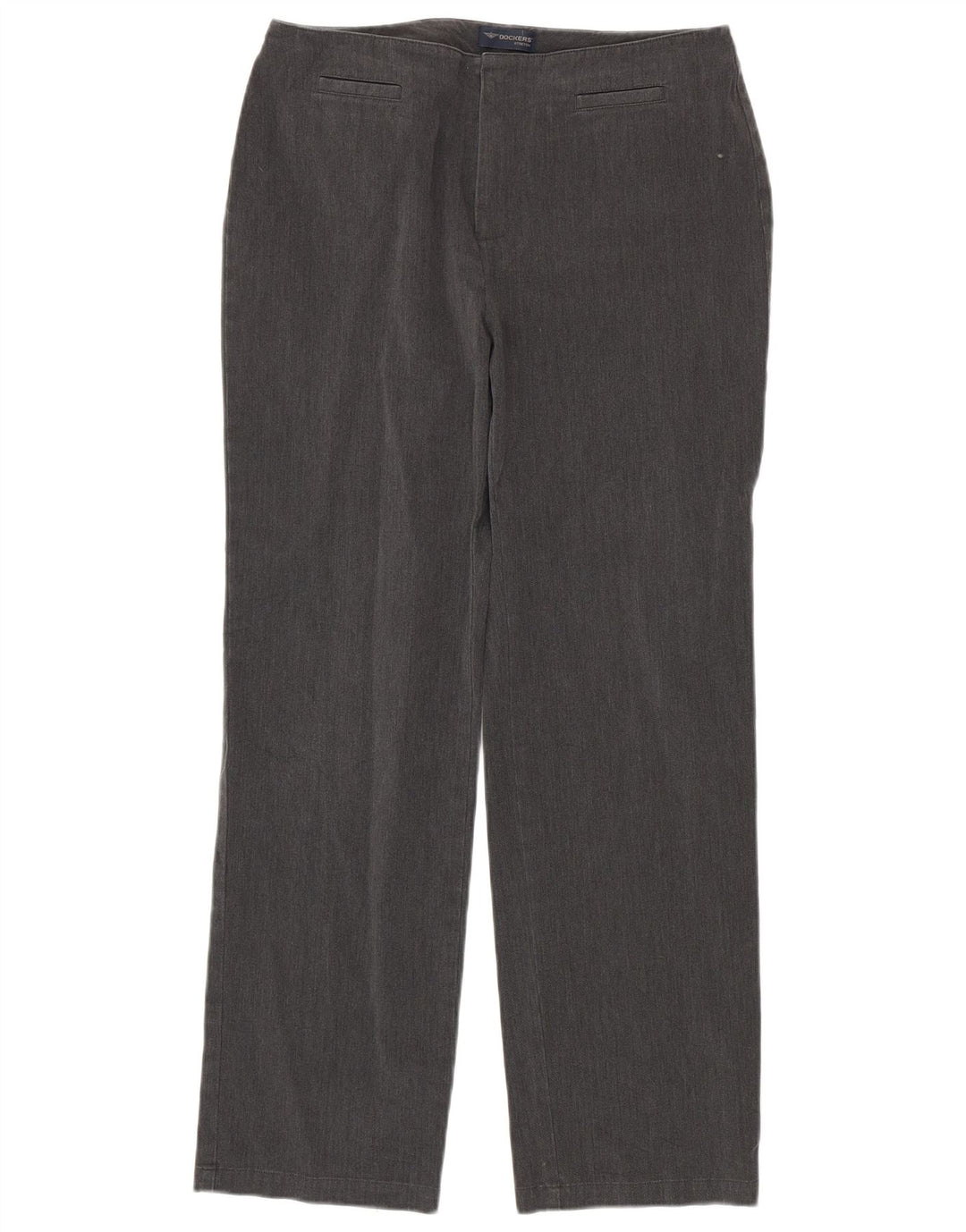 DOCKERS Gerade Freizeithose für Damen, US 10, Größe L, W30, L30, graue Baumwolle