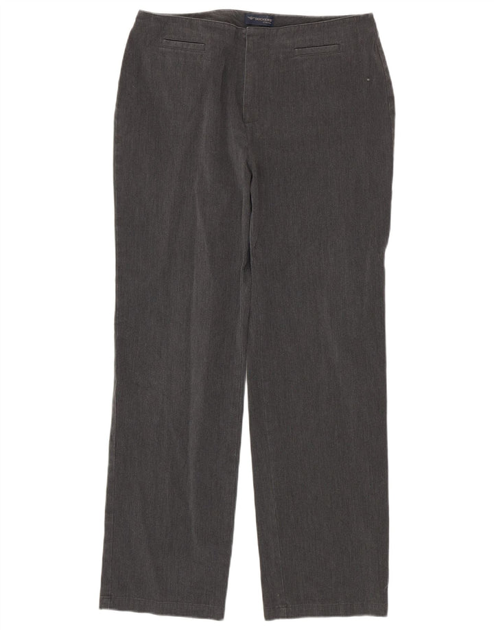 DOCKERS Gerade Freizeithose für Damen, US 10, Größe L, W30, L30, graue Baumwolle