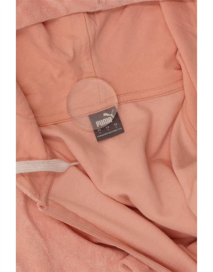 PUMA Damen Crop Velour Zip Hoodie Pullover UK 14 Large Pink