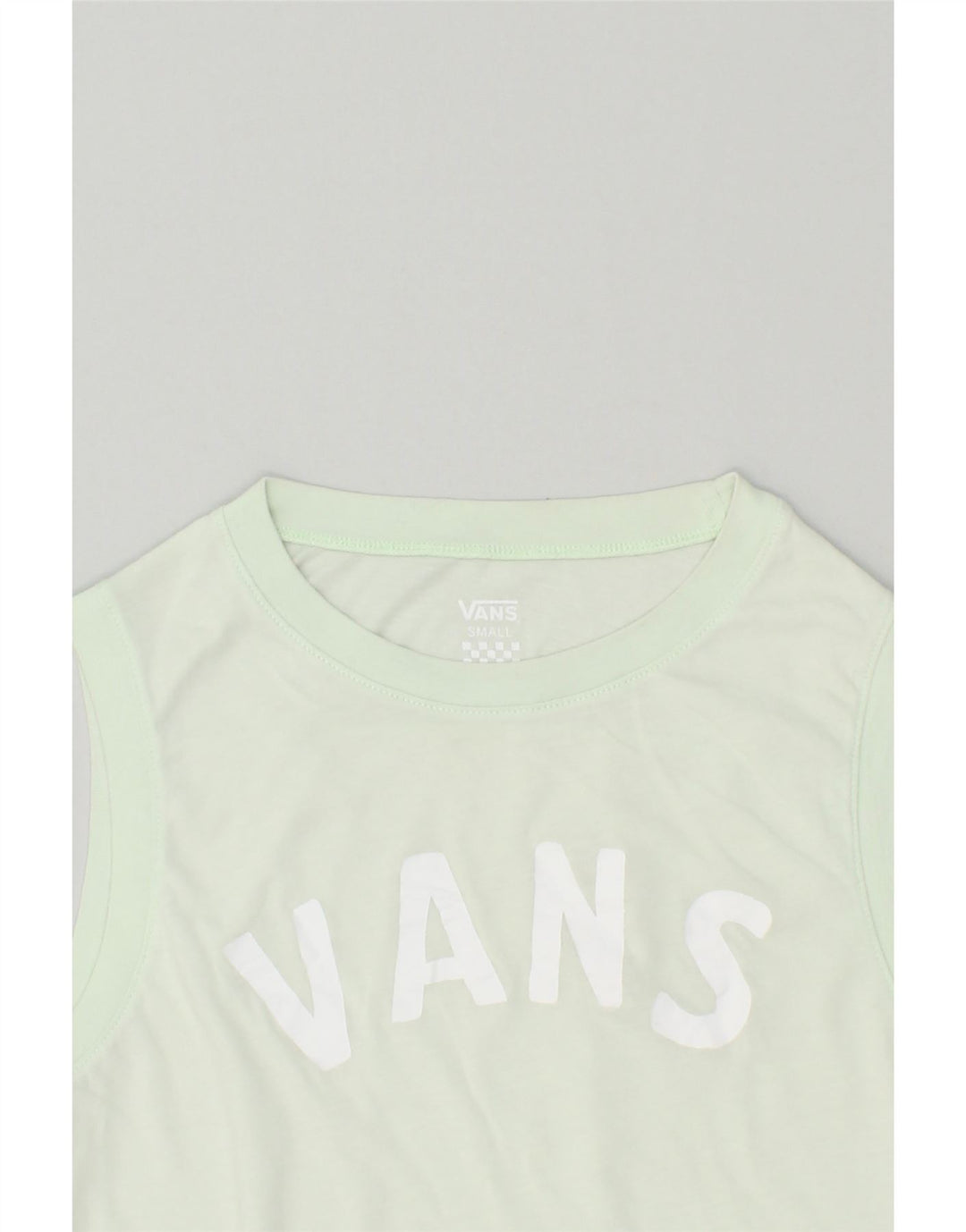 VANS Womens Graphic Vest Top UK 10 Small Green | Vintage Vans | Thrift | Second-Hand Vans | Used Clothing | Messina Hembry 