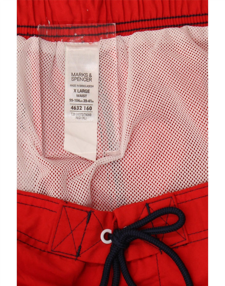 Marks & Spencer Herren-Badeshorts XL, rotes Colourblock-Polyester