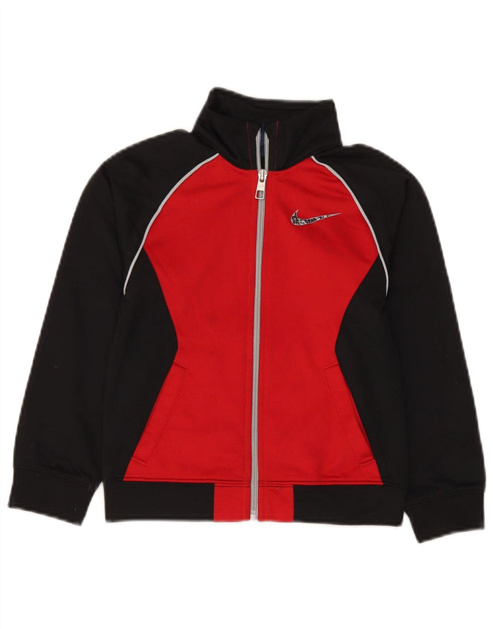 Nike Jungen-Trainingsanzug-Top-Jacke, 5–6 Jahre, schwarzes Farbblock-Polyester