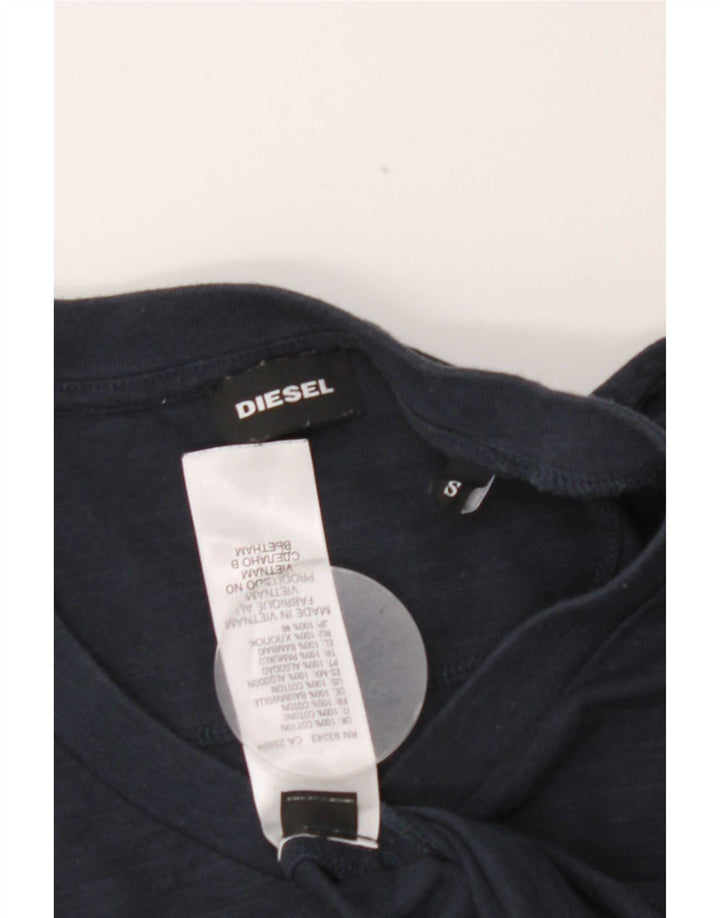 Diesel Herren T-Shirt Top Small Marineblau gesprenkelte Baumwolle
