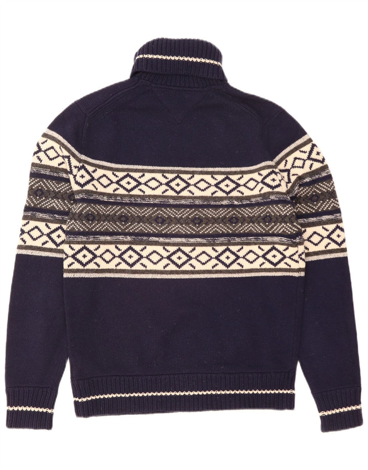 Tommy Hilfiger Rollkragenpullover für Herren, mittleres Marineblau, Fair Isle-Muster
