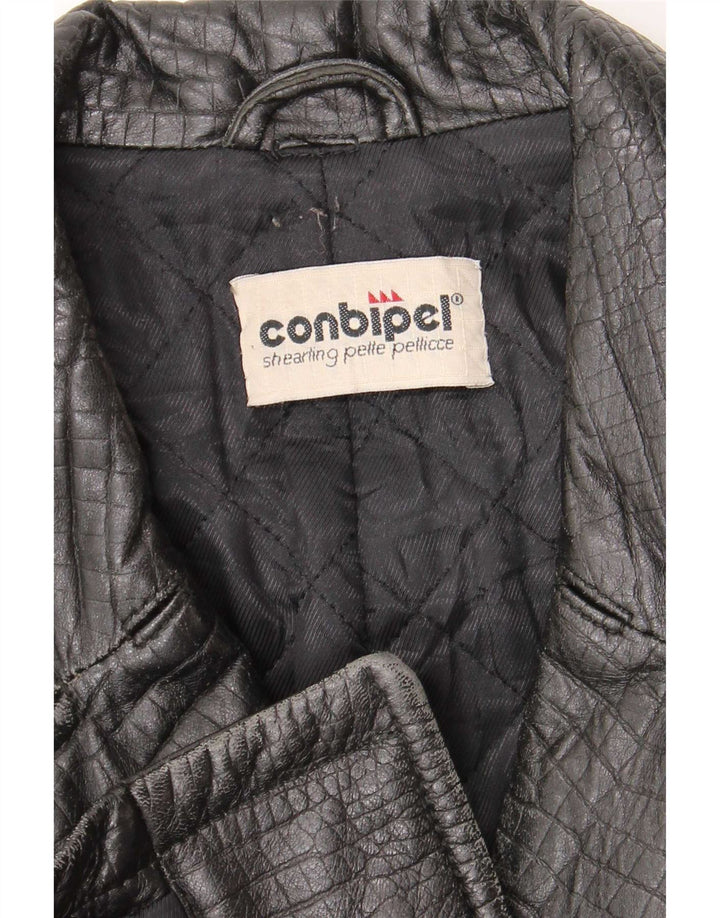 Conbipel Damen Ledermantel UK 12 Medium Black Animal Print Classic