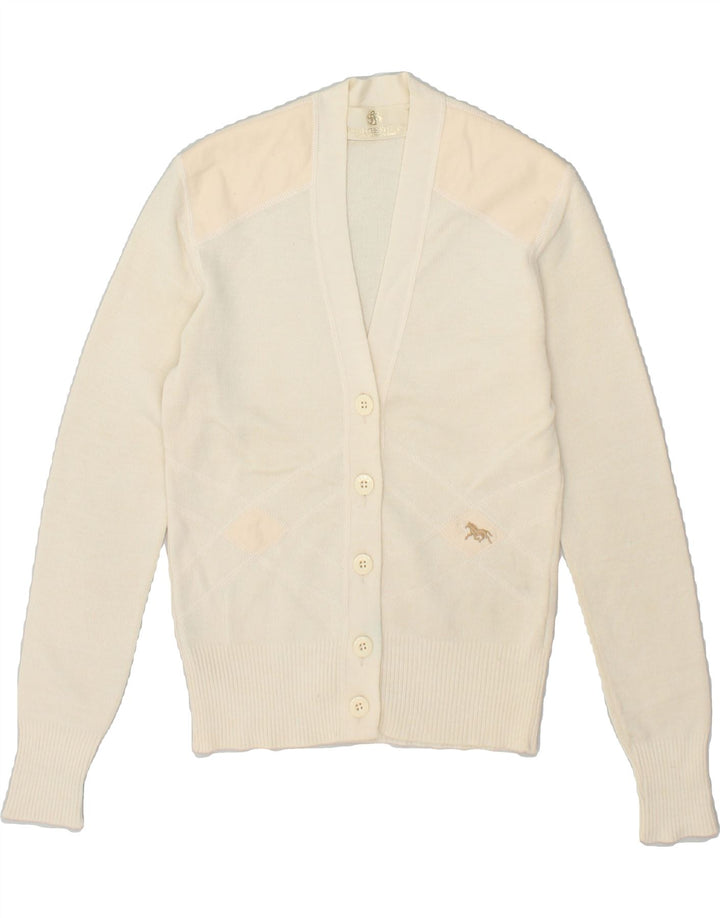 VINTAGE Womens Cardigan Sweater IT 40 Small Off White Polyacrylic | Vintage Vintage | Thrift | Second-Hand Vintage | Used Clothing | Messina Hembry 