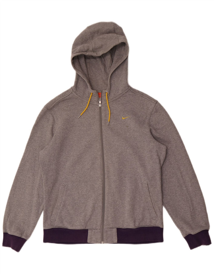Nike Herren-Kapuzenpullover mit Reißverschluss, groß, graue Farbblock-Baumwolle