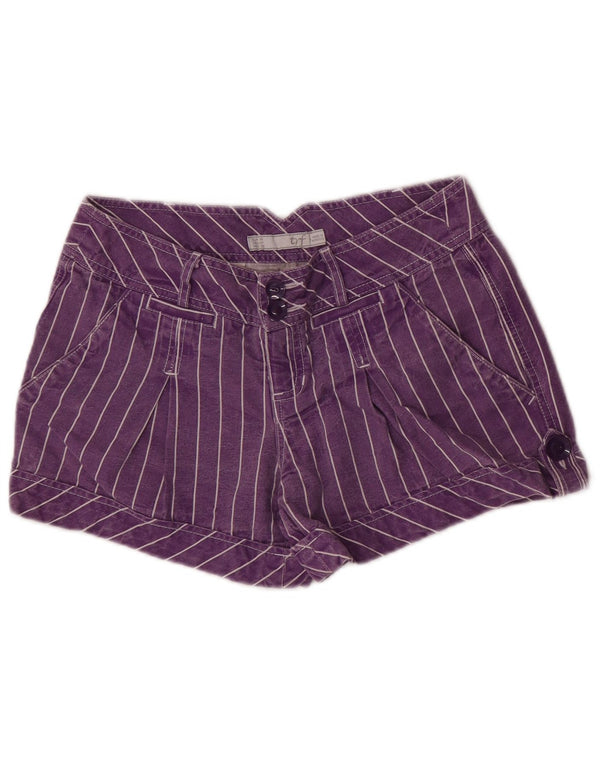 Zara Damen Trafaluc Cargo Shorts EU 36 XS W26 Lila gestreift Baumwolle