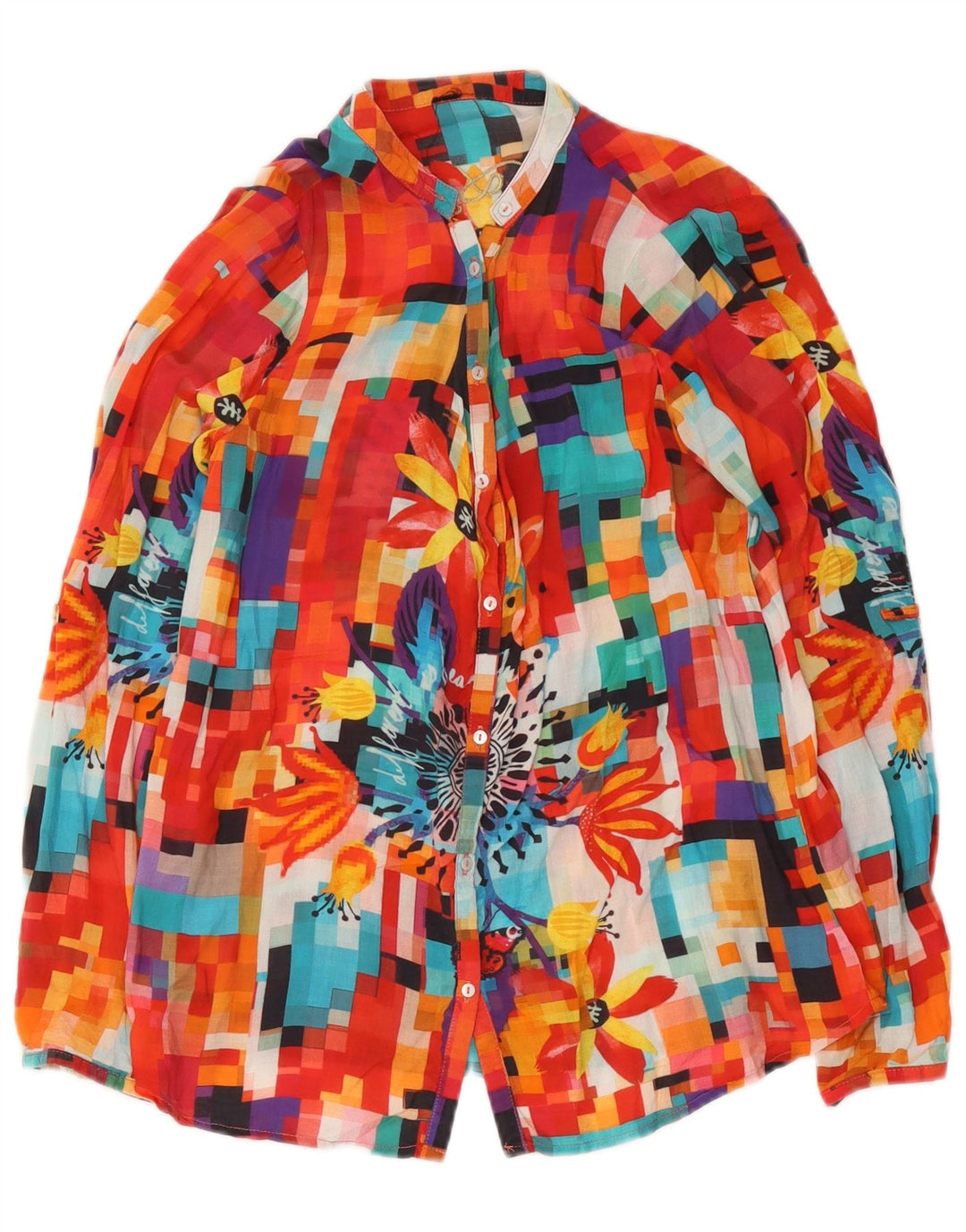 Desigual Damen Grafik-Hemdbluse UK 12 Medium Mehrfarbig Geometrisch