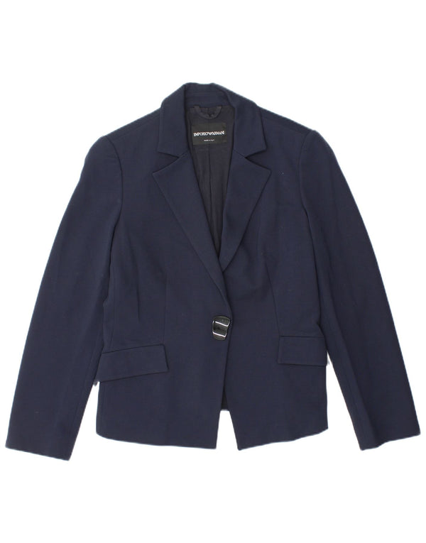Emporio Armani Damen 1-Knopf-Blazerjacke UK 10 Small Marineblau