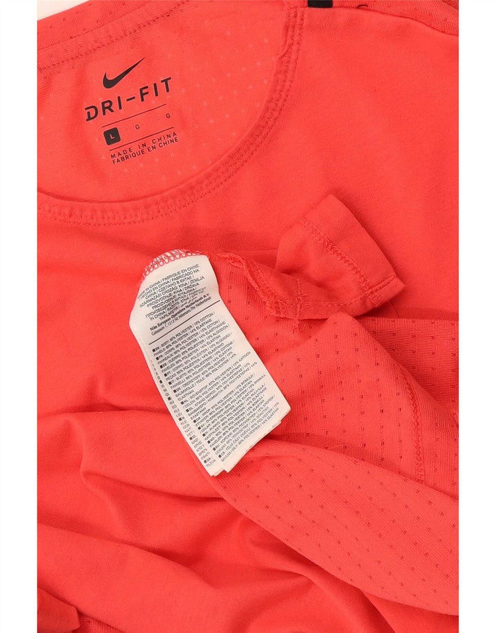 Nike Herren Dri Fit Graphic Top Langarm Large Orange Colourblock