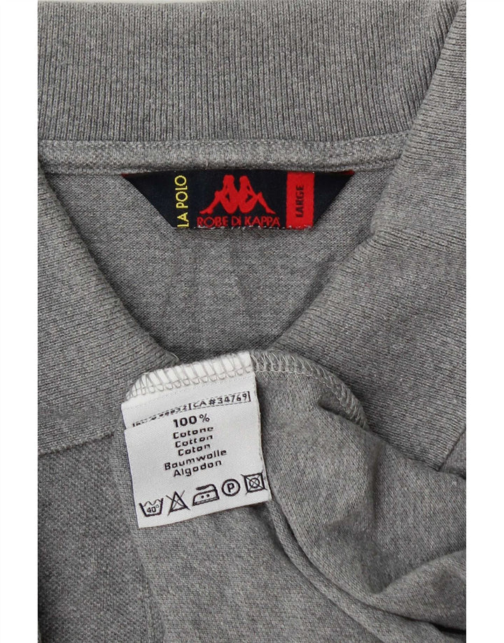 Kappa Herren Langarm-Poloshirt, große graue Baumwolle