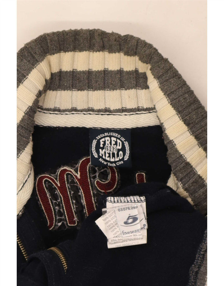 Fred Mello Herren-Cardigan mit Grafik, mittelgroß, Marineblau, Farbblock