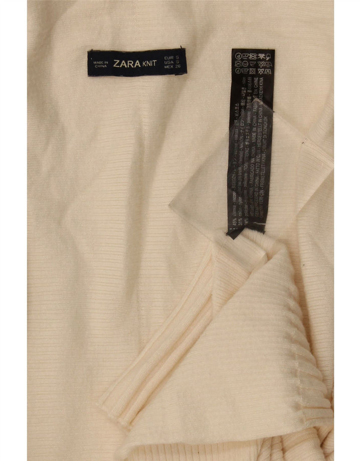 Zara Damen-Strickjacke, übergroß, lang geschnitten, offen, Gr. 10, Größe S, Beige