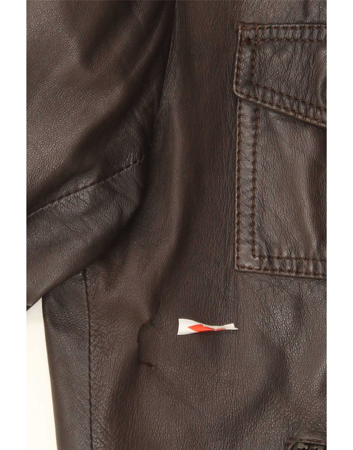 Zen Herren Bomber-Lederjacke, Größe 50, mittelbraunes Leder