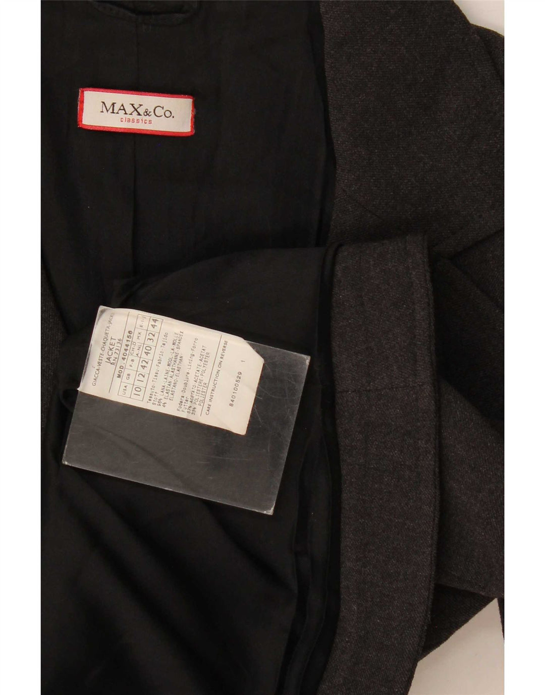 Max & Co. Damen-Blazerjacke mit 2 Knöpfen, UK 12, mittelgraue Wolle