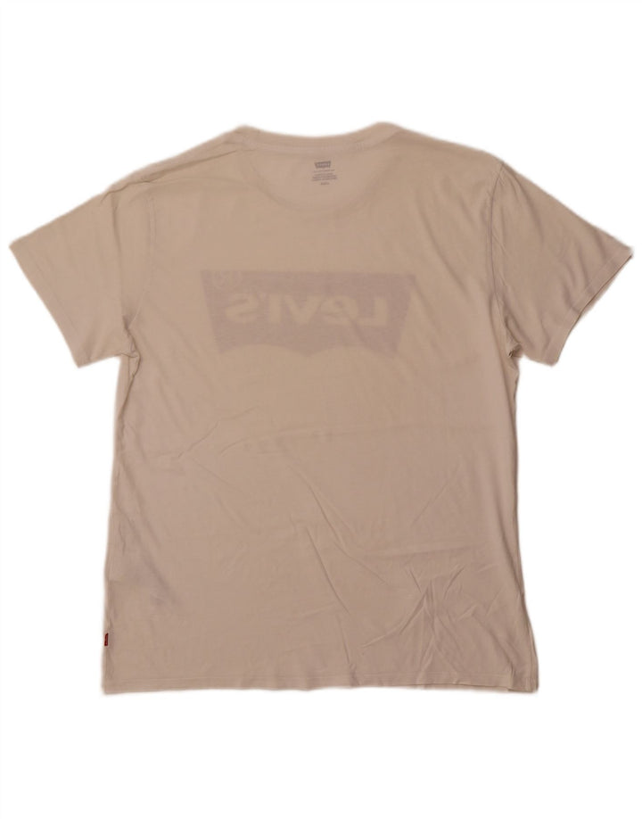 LEVI'S Herren-T-Shirt mit Grafik, Größe L, cremefarbene Baumwolle
