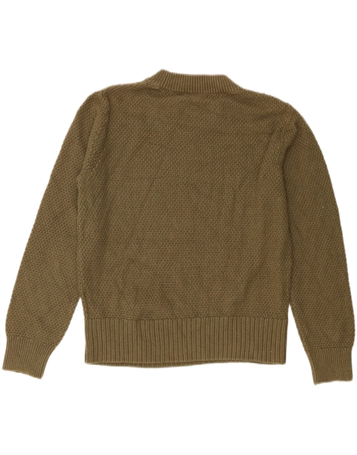 Marks & Spencer Damen-Pullover mit Rundhalsausschnitt, UK 12, mittlere Khaki-Baumwolle