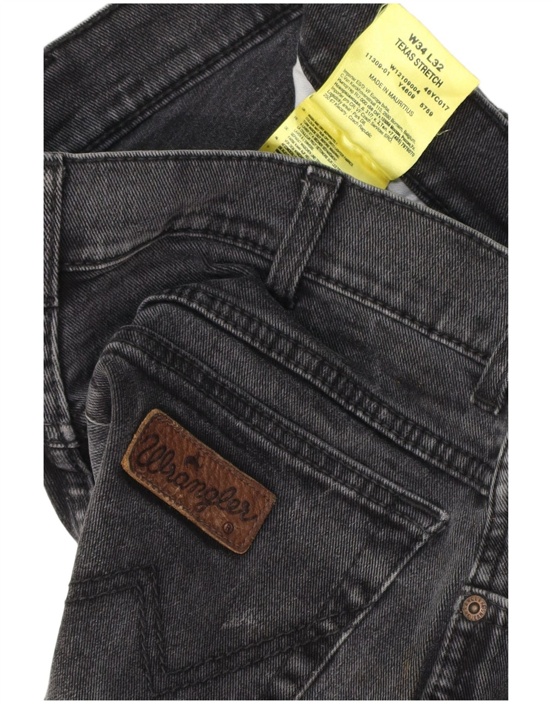 Wrangler Herren Texas Stretch Straight Jeans W34 L32 Graue Baumwolle
