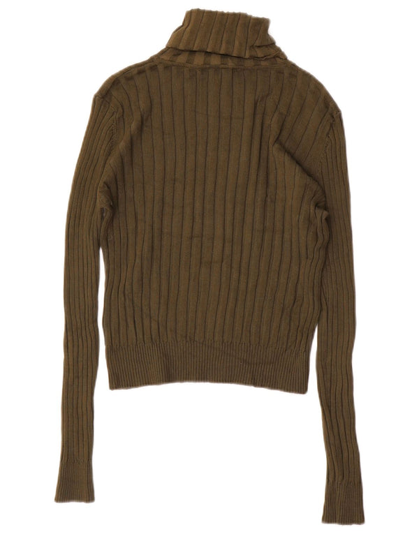 Zara Damen Crop Rollkragenpullover Pullover UK 10 Small Khaki Viskose