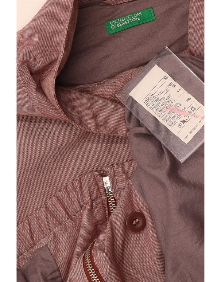 Benetton Herren Bomberjacke UK 42 XL Braune Baumwolle