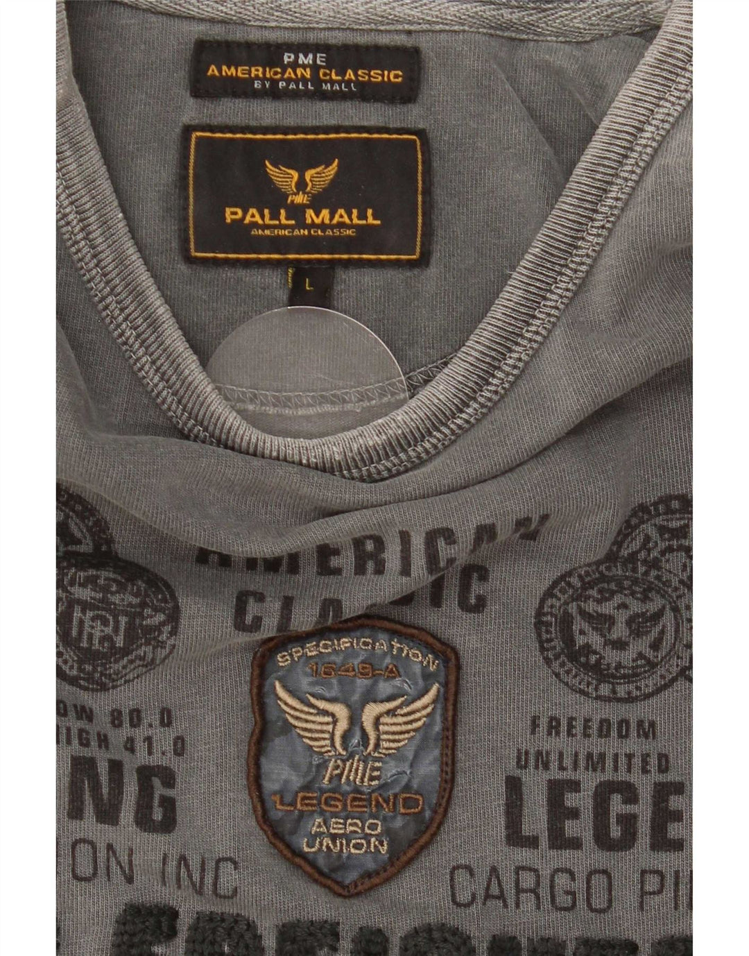 Pall Mall Herren-Grafikoberteil, langärmelig, Größe L, Grau