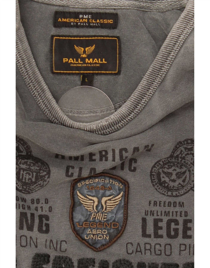 Pall Mall Herren-Grafikoberteil, langärmelig, Größe L, Grau