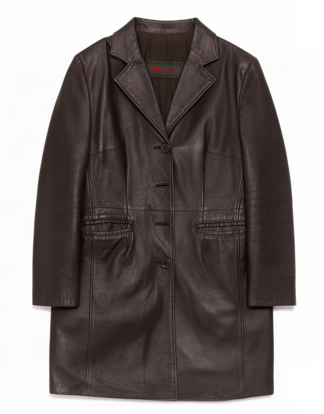 Pascucci Damen Ledermantel IT 44 Medium Schwarz