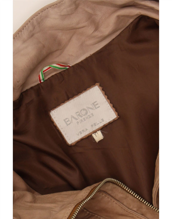 BARONE Womens Leather Jacket UK 18 XL Brown Leather Vintage Barone and Second-Hand Barone from Messina Hembry 