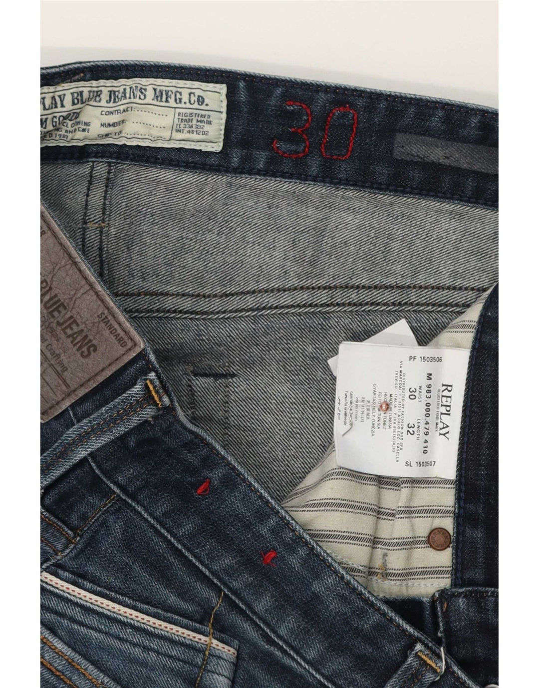 Replay Herren Slim Jeans W30 L32 Blaue Baumwolle