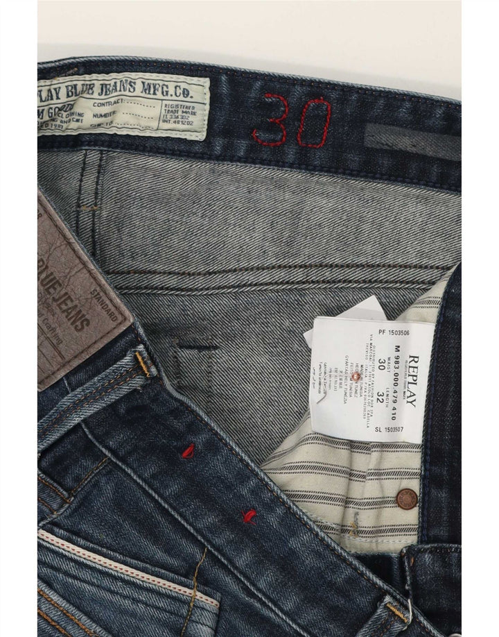 Replay Herren Slim Jeans W30 L32 Blaue Baumwolle