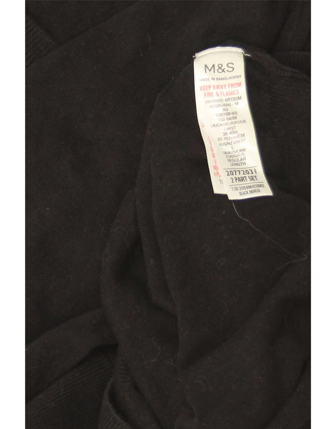 Marks & Spencer Herren-Pullover mit V-Ausschnitt aus mittelschwarzer Baumwolle