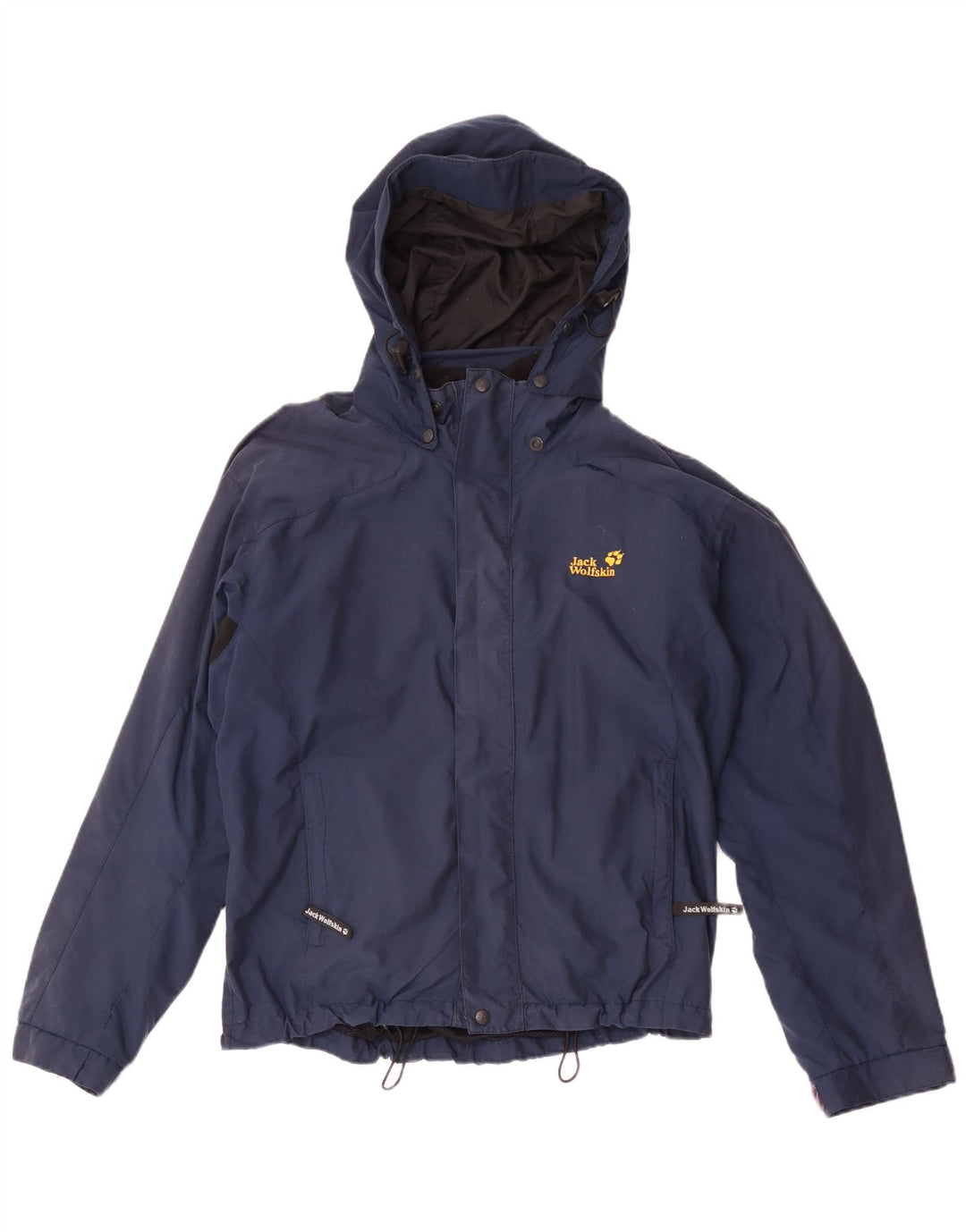 Jack Wolfskin Herren-Regenjacke mit Kapuze, UK 38, Mittel, Marineblau, Farbblock
