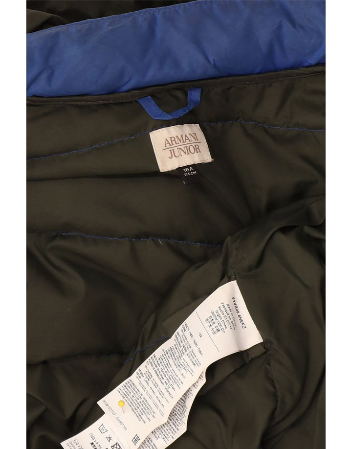 Armani Junior Boys Wattierte Jacke mit Kapuze, 15–16 Jahre, blaues Polyamid