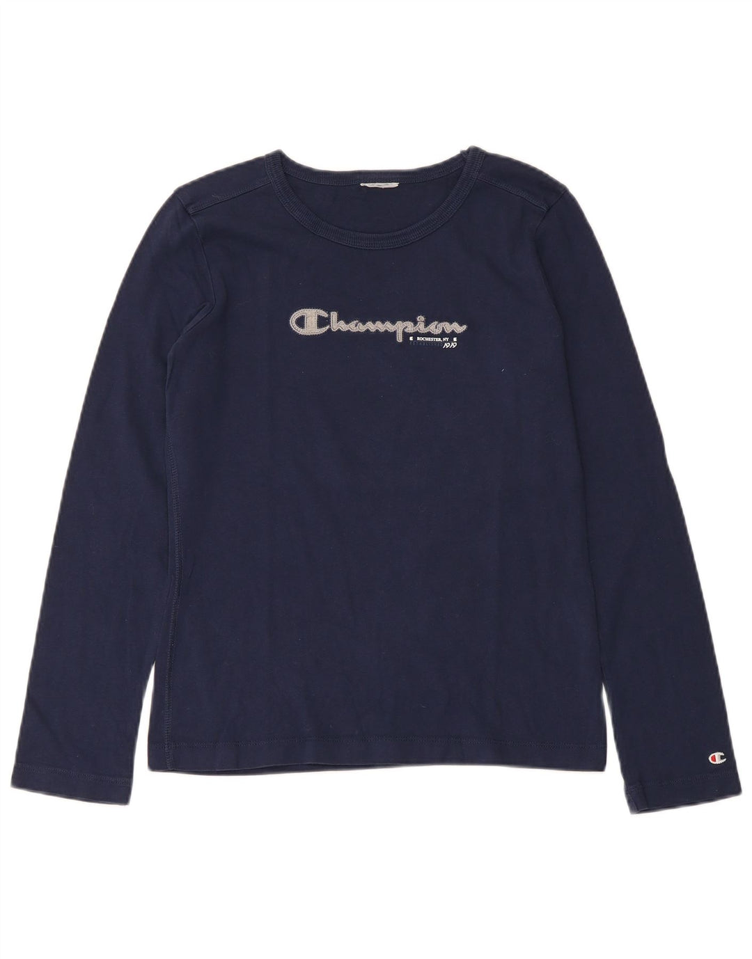 CHAMPION Damen Top Langarm UK 8 Small Marineblau Baumwolle