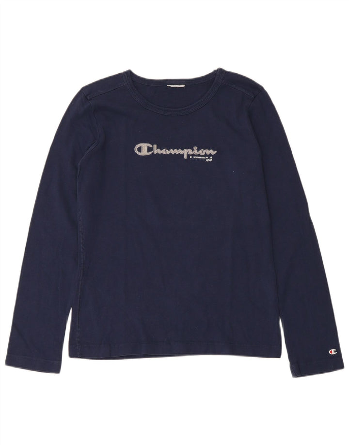 CHAMPION Damen Top Langarm UK 8 Small Marineblau Baumwolle