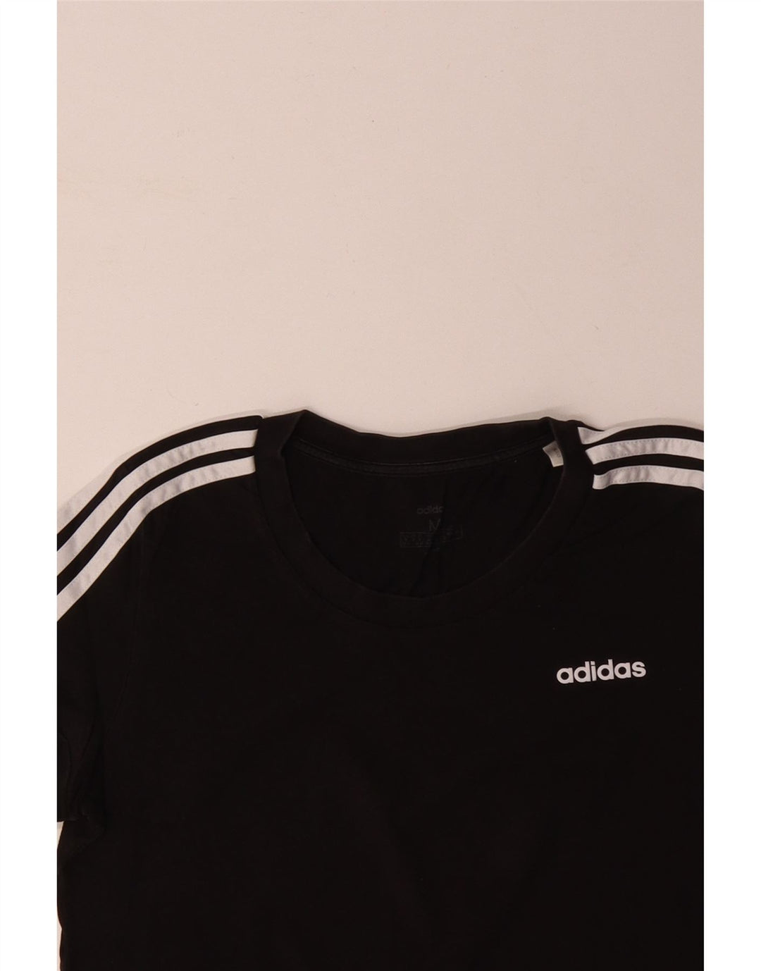 ADIDAS Damen T-Shirt Top UK 12/14 Mittelschwarze Baumwolle