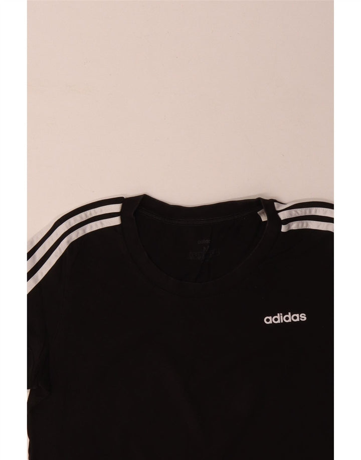 ADIDAS Damen T-Shirt Top UK 12/14 Mittelschwarze Baumwolle