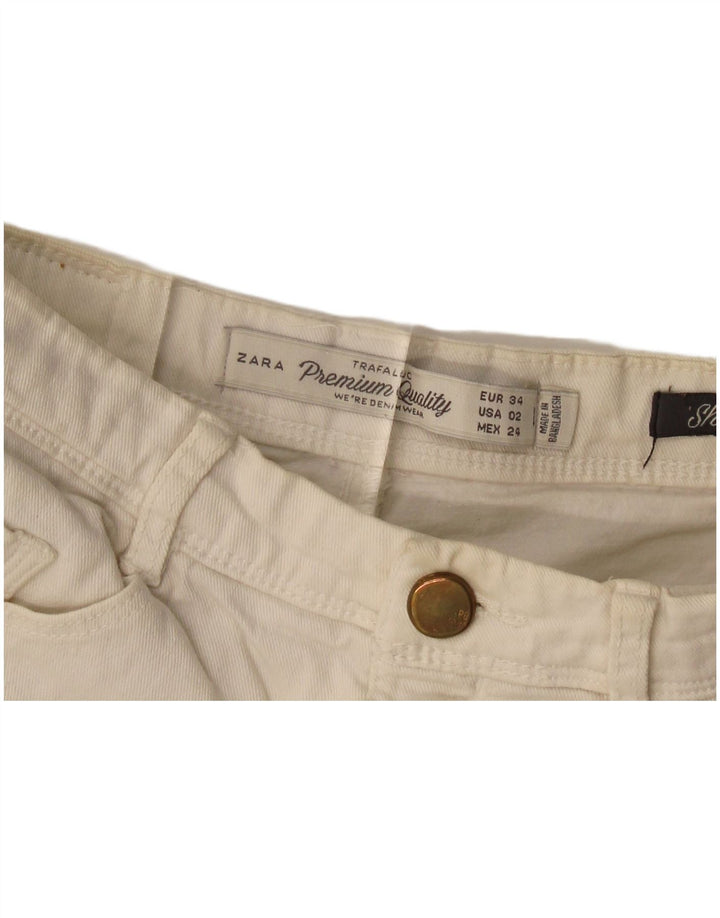Zara Damen Jeansshorts EU 34 2XS W24 Weiß